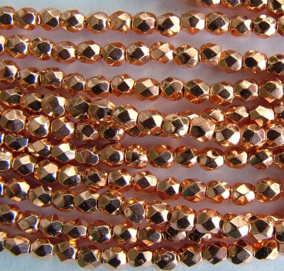 Fire Polished Copper 2 mm Copper Plated 00030-39000 Czech Glass Bead x 50